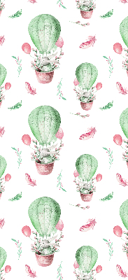 Fabric roller blind for window Green balloons