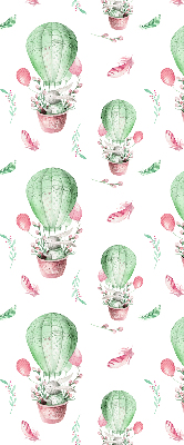 Fabric roller blind for window Green balloons