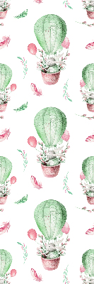 Fabric roller blind for window Green balloons