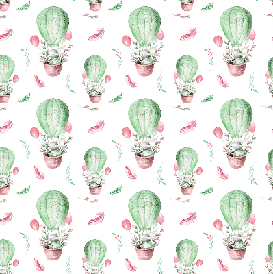 Fabric roller blind for window Green balloons