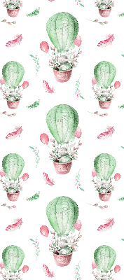 Fabric roller blind for window Green balloons
