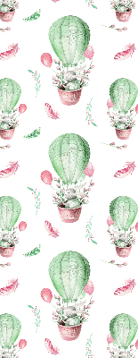 Fabric roller blind for window Green balloons