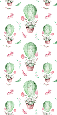 Fabric roller blind for window Green balloons