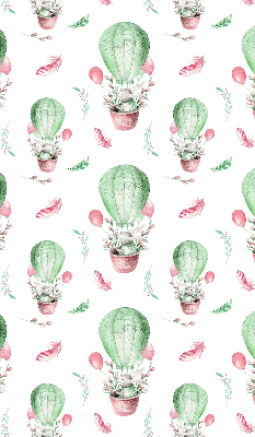 Fabric roller blind for window Green balloons