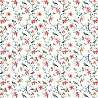 Fabric roller blind for window A bird on a branch