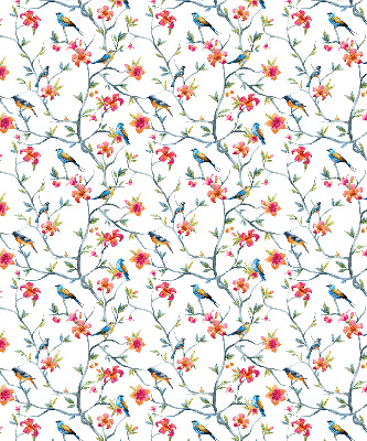 Fabric roller blind for window A bird on a branch