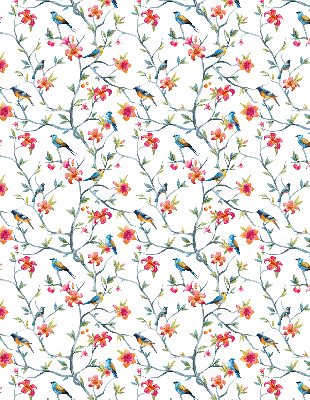 Fabric roller blind for window A bird on a branch