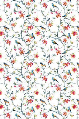 Fabric roller blind for window A bird on a branch