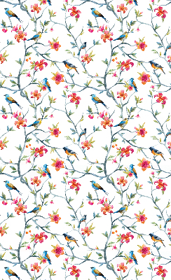 Fabric roller blind for window A bird on a branch