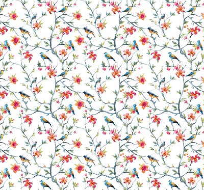 Fabric roller blind for window A bird on a branch
