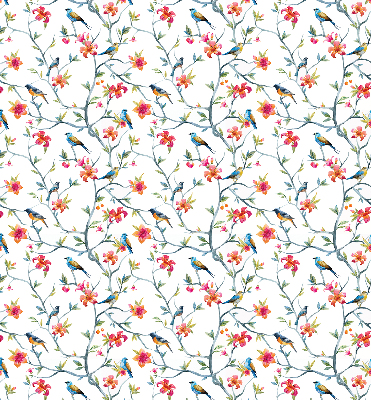 Fabric roller blind for window A bird on a branch