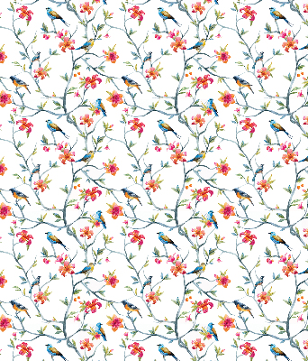 Fabric roller blind for window A bird on a branch