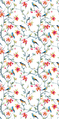 Fabric roller blind for window A bird on a branch