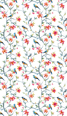 Fabric roller blind for window A bird on a branch