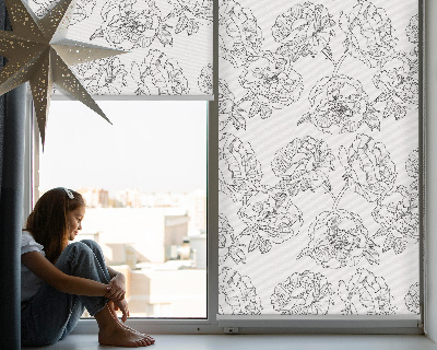 Blackout roller blind for window Drawn roses