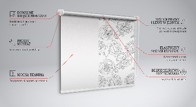 Blackout roller blind for window Drawn roses