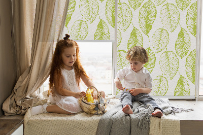 Fabric roller blind for window Lime leaves