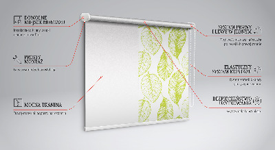 Fabric roller blind for window Lime leaves