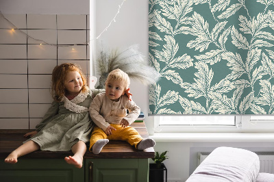Blackout roller blind for window Leaf wallpaper