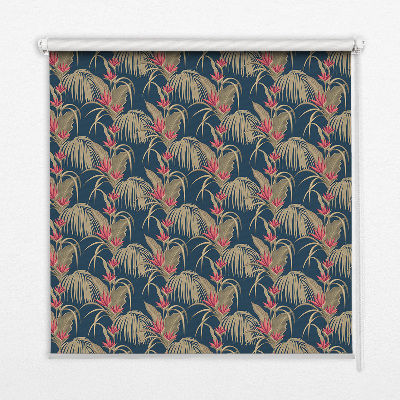 Fabric roller blind for window Interesting plants