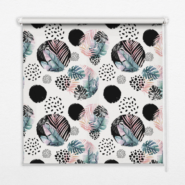 Blackout roller blind Circles and leaves