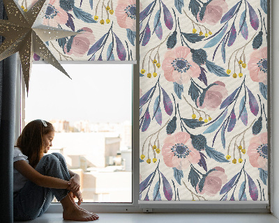 Blackout roller blind for window Poppies