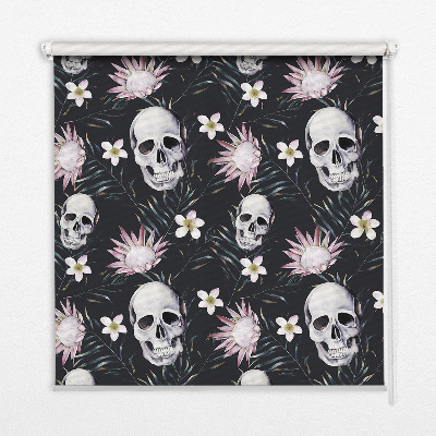 Blackout roller blind Skulls among flowers
