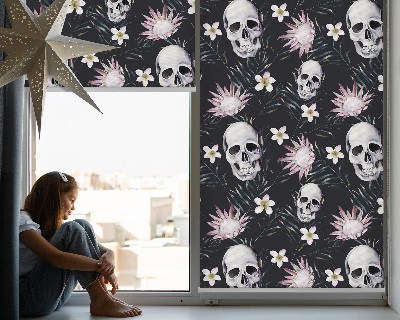 Blackout roller blind Skulls among flowers