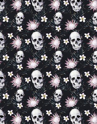 Blackout roller blind Skulls among flowers
