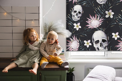 Blackout roller blind Skulls among flowers