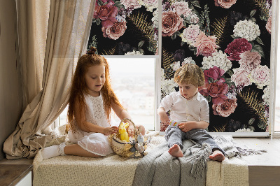 Blackout roller blind for window A bouquet of roses