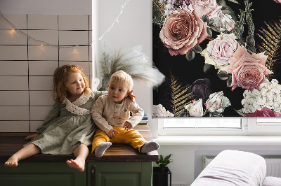 Blackout roller blind for window A bouquet of roses