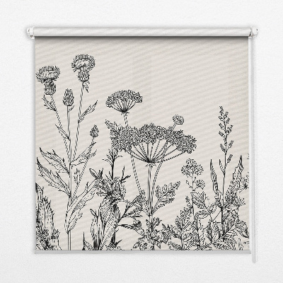 Blackout roller blind Gray flowers