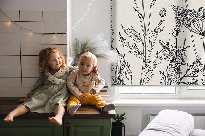Blackout roller blind Gray flowers