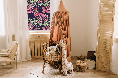 Blackout roller blind for window Exotic flower