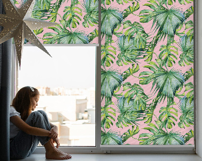 Fabric roller blind for window Tropical leaf varieties