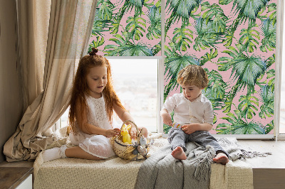Fabric roller blind for window Tropical leaf varieties