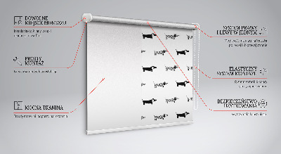 Fabric roller blind for window Drawn dogs