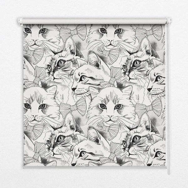 Fabric roller blind for window Drawn cats