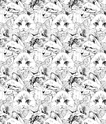Fabric roller blind for window Drawn cats