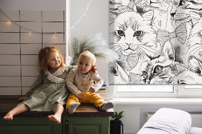 Fabric roller blind for window Drawn cats
