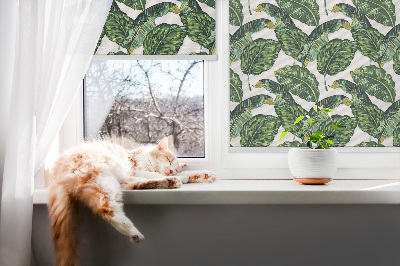 Blackout roller blind for window Exotic leaves