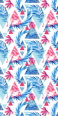 Fabric roller blind for window Blue leaves and triangles