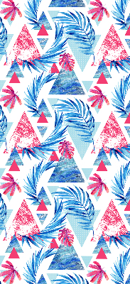 Fabric roller blind for window Blue leaves and triangles