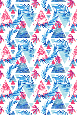 Fabric roller blind for window Blue leaves and triangles