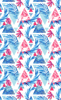 Fabric roller blind for window Blue leaves and triangles