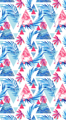 Fabric roller blind for window Blue leaves and triangles