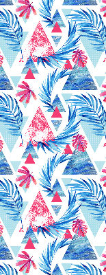 Fabric roller blind for window Blue leaves and triangles