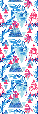 Fabric roller blind for window Blue leaves and triangles
