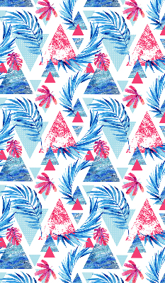 Fabric roller blind for window Blue leaves and triangles